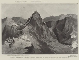 Der Aufstand an der indischen Grenze, Angriff auf den Tangi-Pass durch die erste und zweite Brigade, Malakand-Feldtruppe, 7. Januar